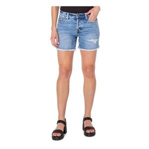 EARNEST SEWN NEW YORK Womens Blue Denim Distressed Fly Hem Shorts Shorts 28
